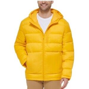 Cole Haan Signature Hooded Puffer Jacket NWOT Yellow Lightweight Mens Size XL